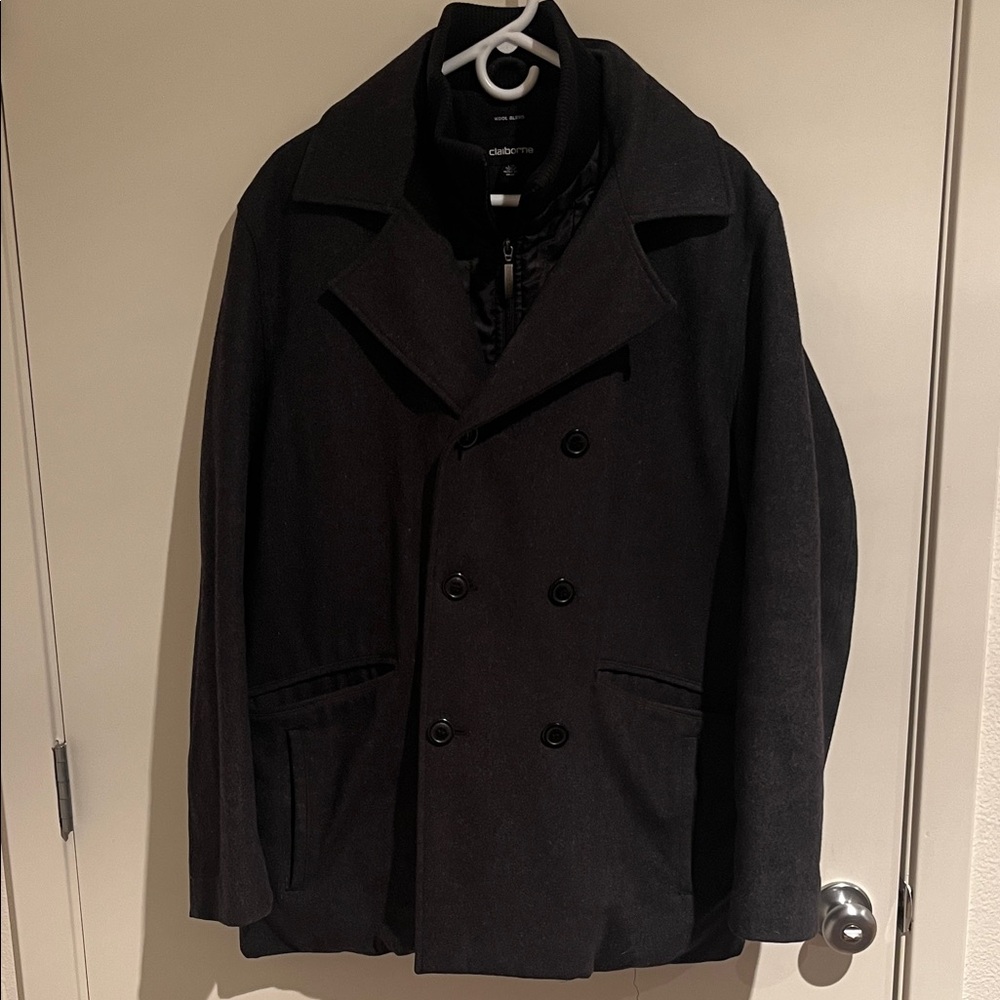 Claiborne Men's Black Peacoat